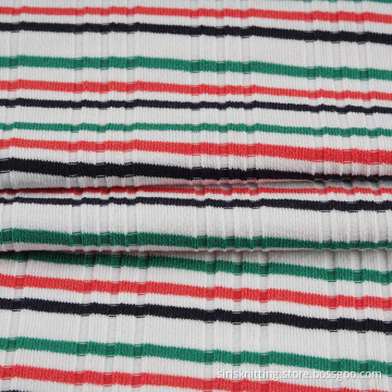 Yarn Dyed Siro Printed Drop Needle Rib Fabric